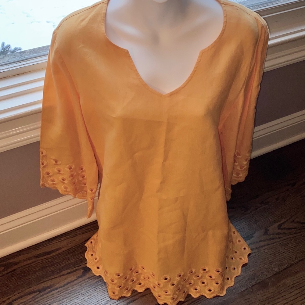 NWOT MICHAEL Michael Kors Linen Eyelet Blouse / Tunic, L